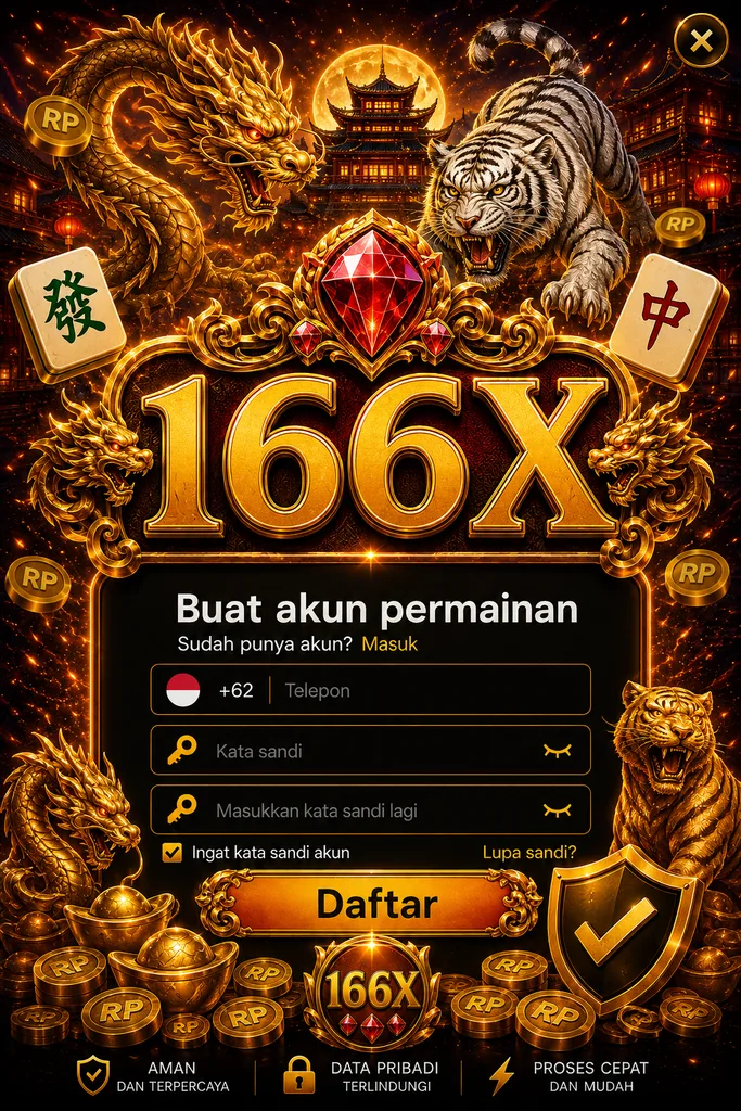 166X Daftar bertema Dragon Tiger dengan naga emas dan harimau