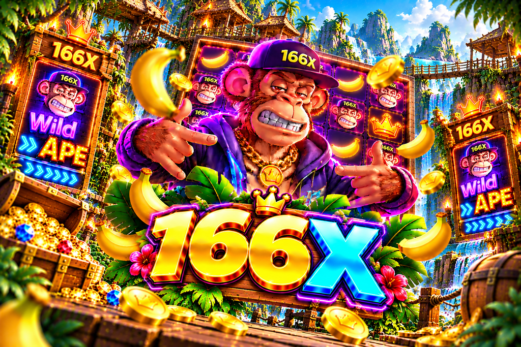 Game Wild Ape 166X dengan monyet, pisang, koin emas, dan petualangan hutan tropis